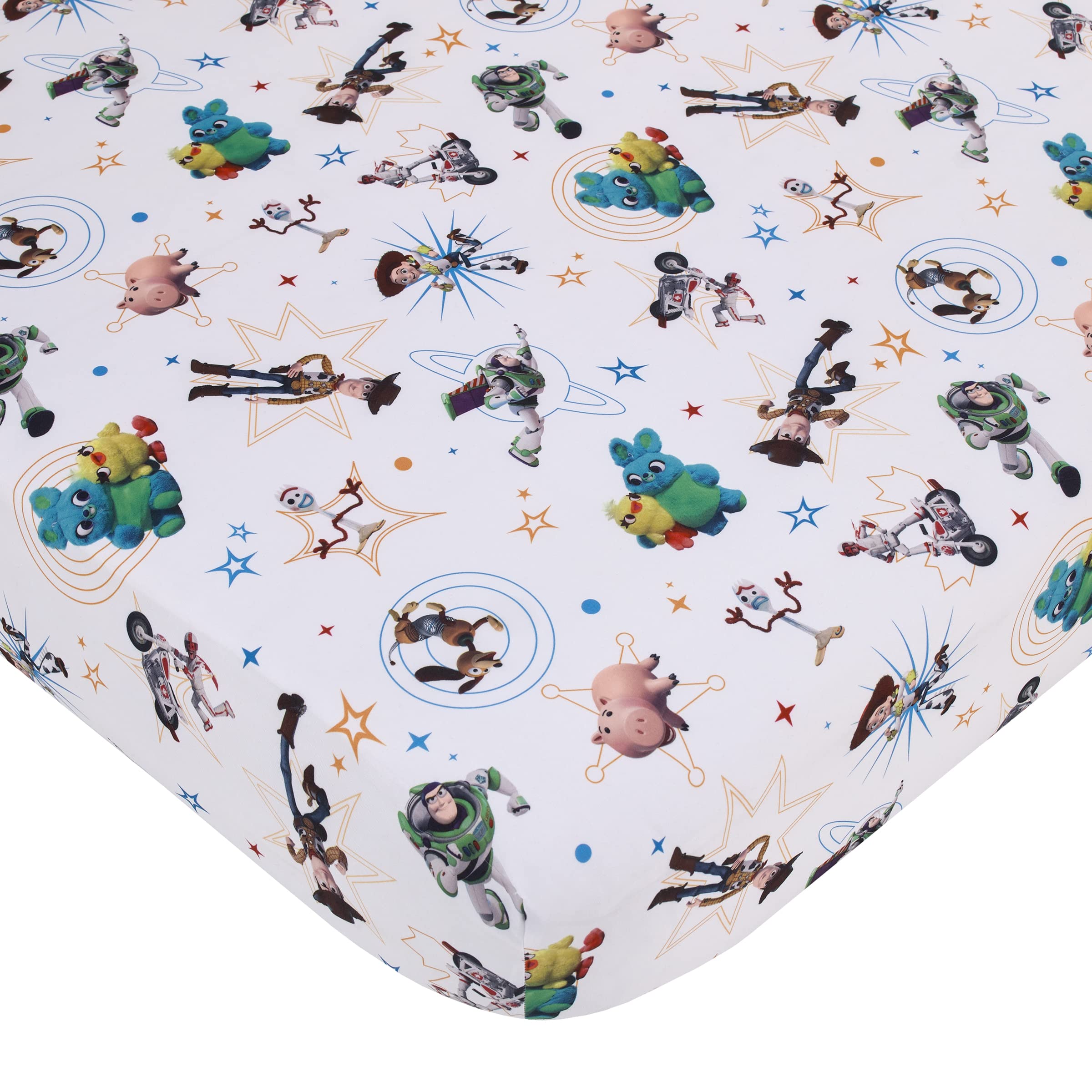 NoJo Toy Story Its Play Time flat top sheet in bright multi-color pattern for vibrant sleep space.