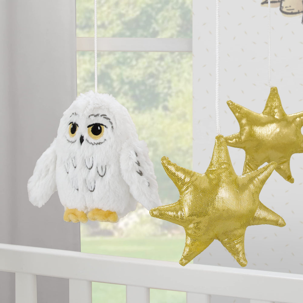 NoJo Hedwig mobile golden stars highlight gentle motion and captivating visual focus for babies.
