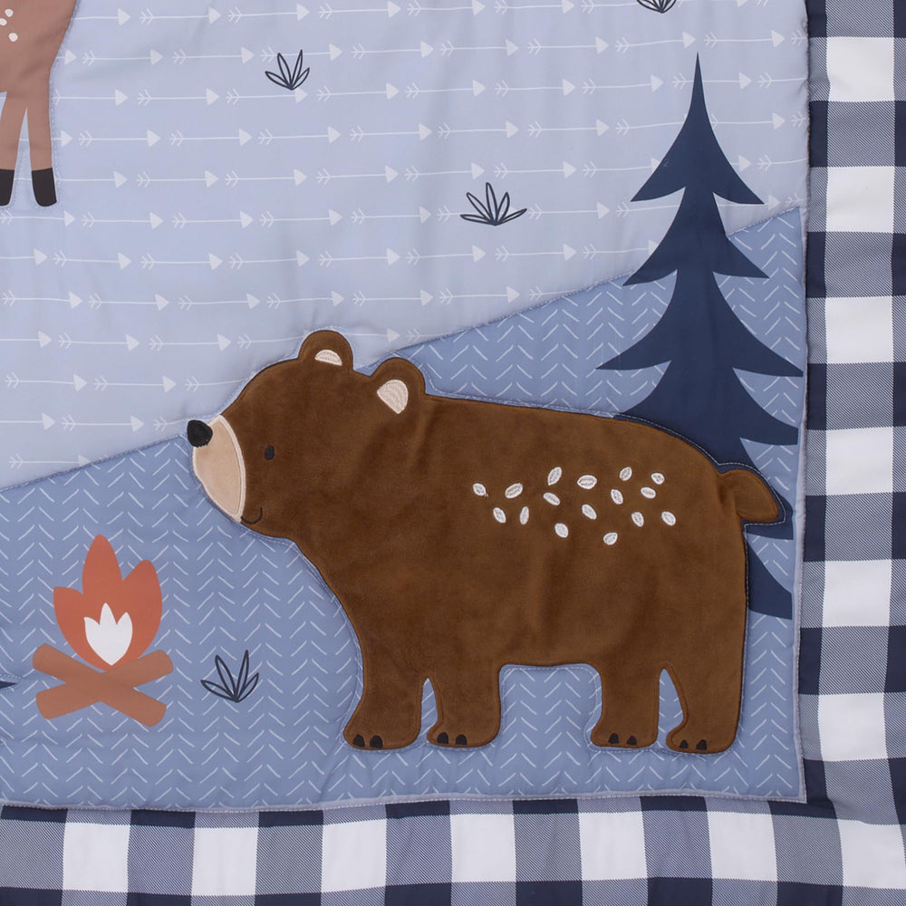 NoJo National Park navy buffalo check fabric detail for stylish nursery