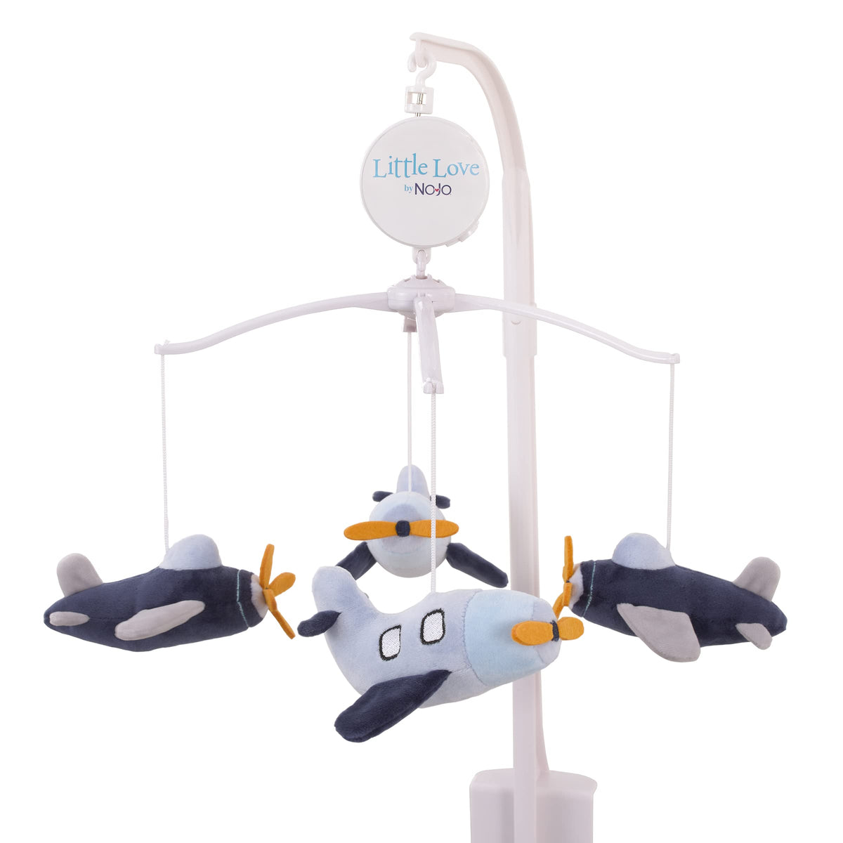 NoJo Little Love Soar High airplanes in navy, blue, gray brighten the nursery while soothing baby.