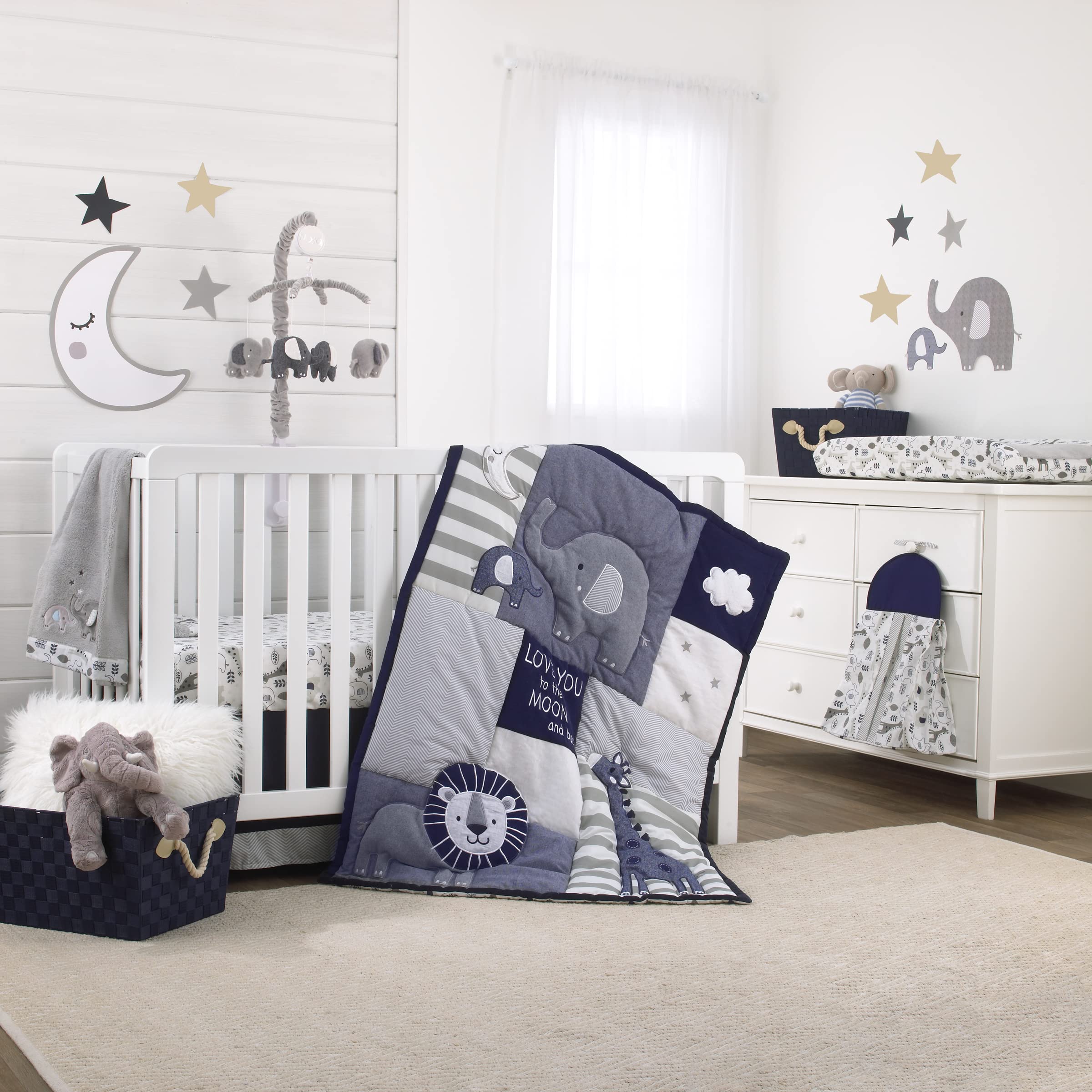 NoJo Love You to the Moon comforter close-up shows soft textures for cozy bedtime moments