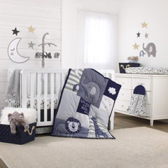 NoJo Love You to the Moon comforter close-up shows soft textures for cozy bedtime moments