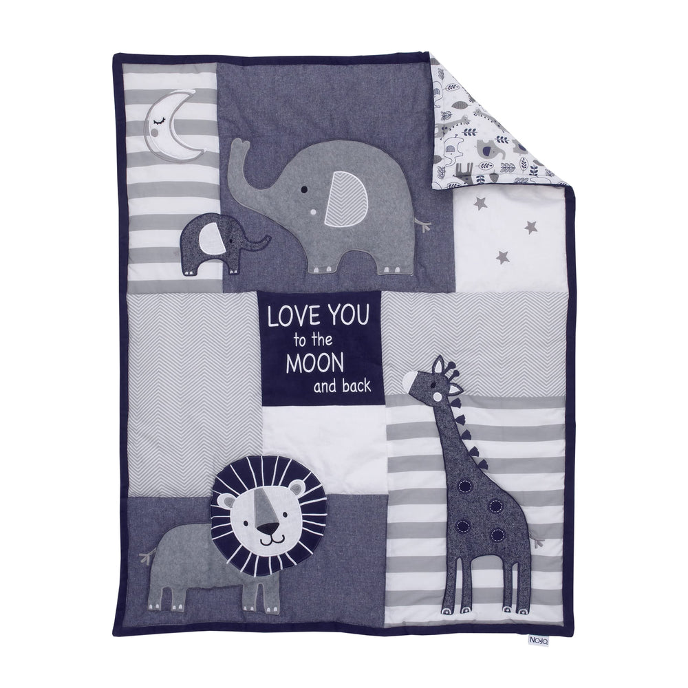 NoJo Love You to the Moon fitted sheet in 100% cotton for gentle sleep