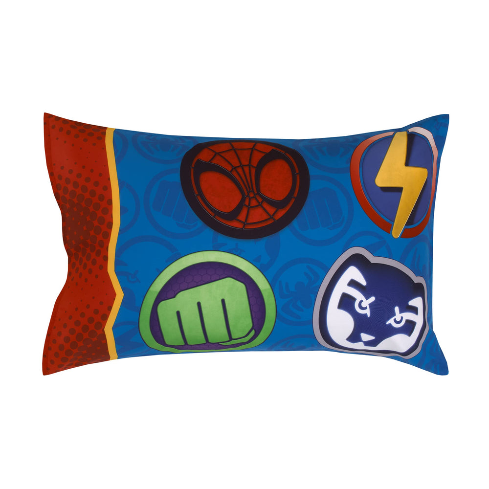 NoJo Marvel Spidey multi-color print adds excitement while keeping standard toddler bed styling.