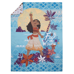 NoJo Moana fitted bottom sheet in aqua print for snug toddler mattress