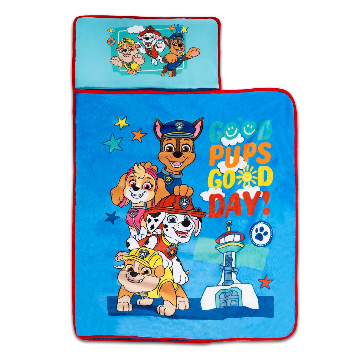 NoJo Paw Patrol nap mat folded for easy travel and storage.