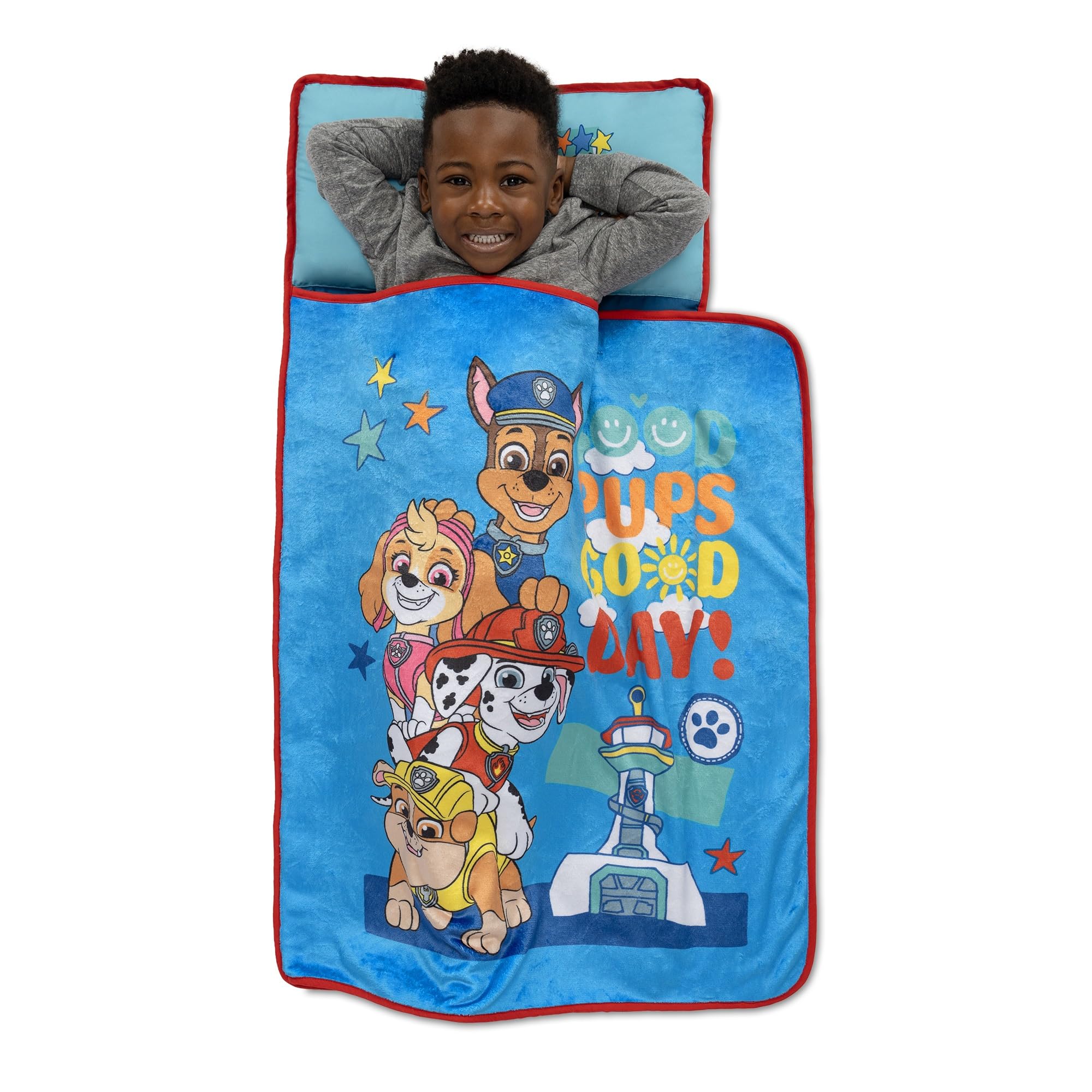 NoJo Paw Patrol nap mat with attached pillow for cozy rest.