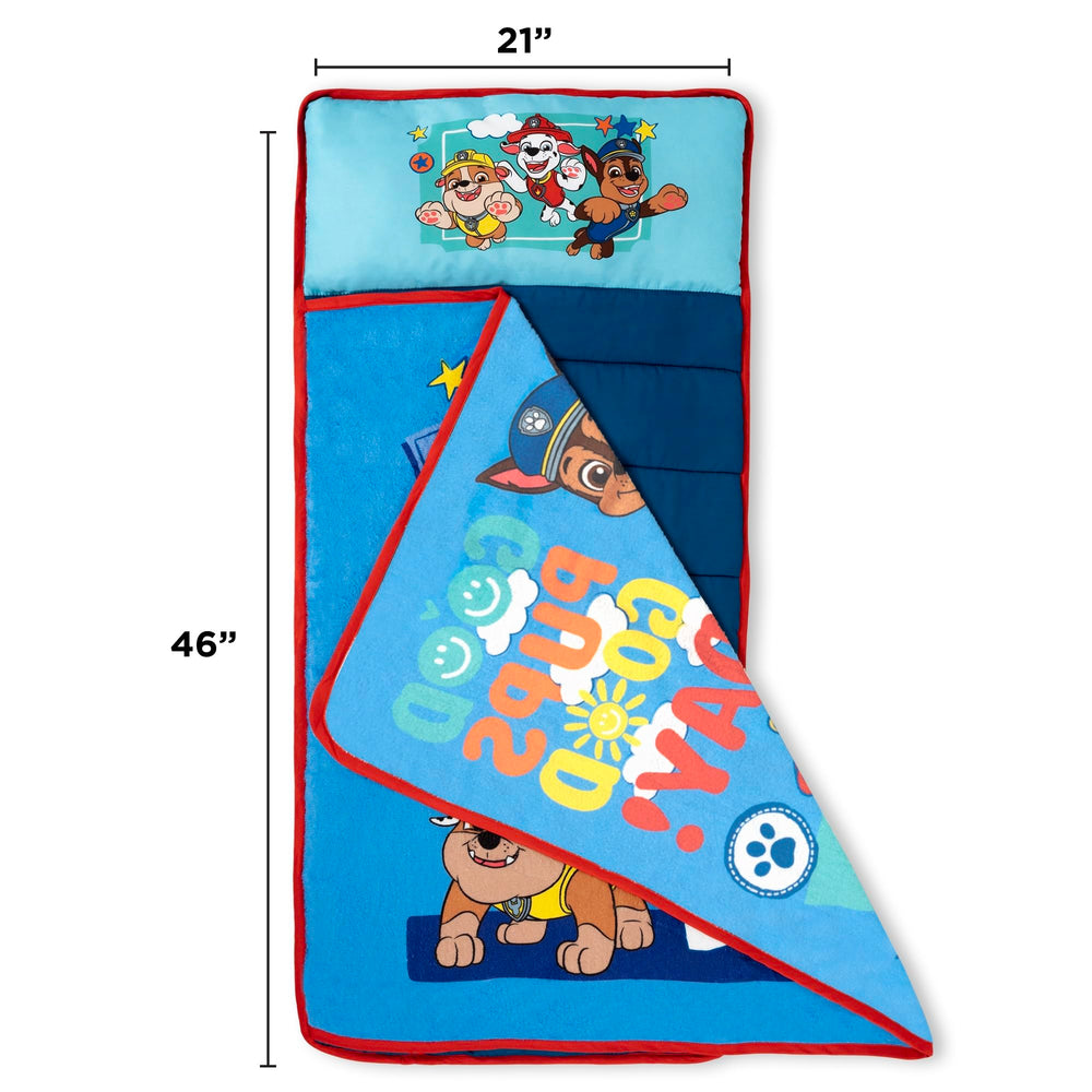 NoJo Paw Patrol nap mat unrolled to full 46x21 inch size for naps.