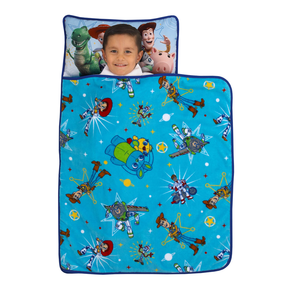 NoJo Toy Story nap mat features plush blanket detail.