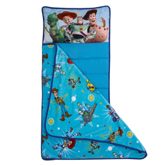 NoJo Toy Story nap mat open with attached pillow for nap comfort.