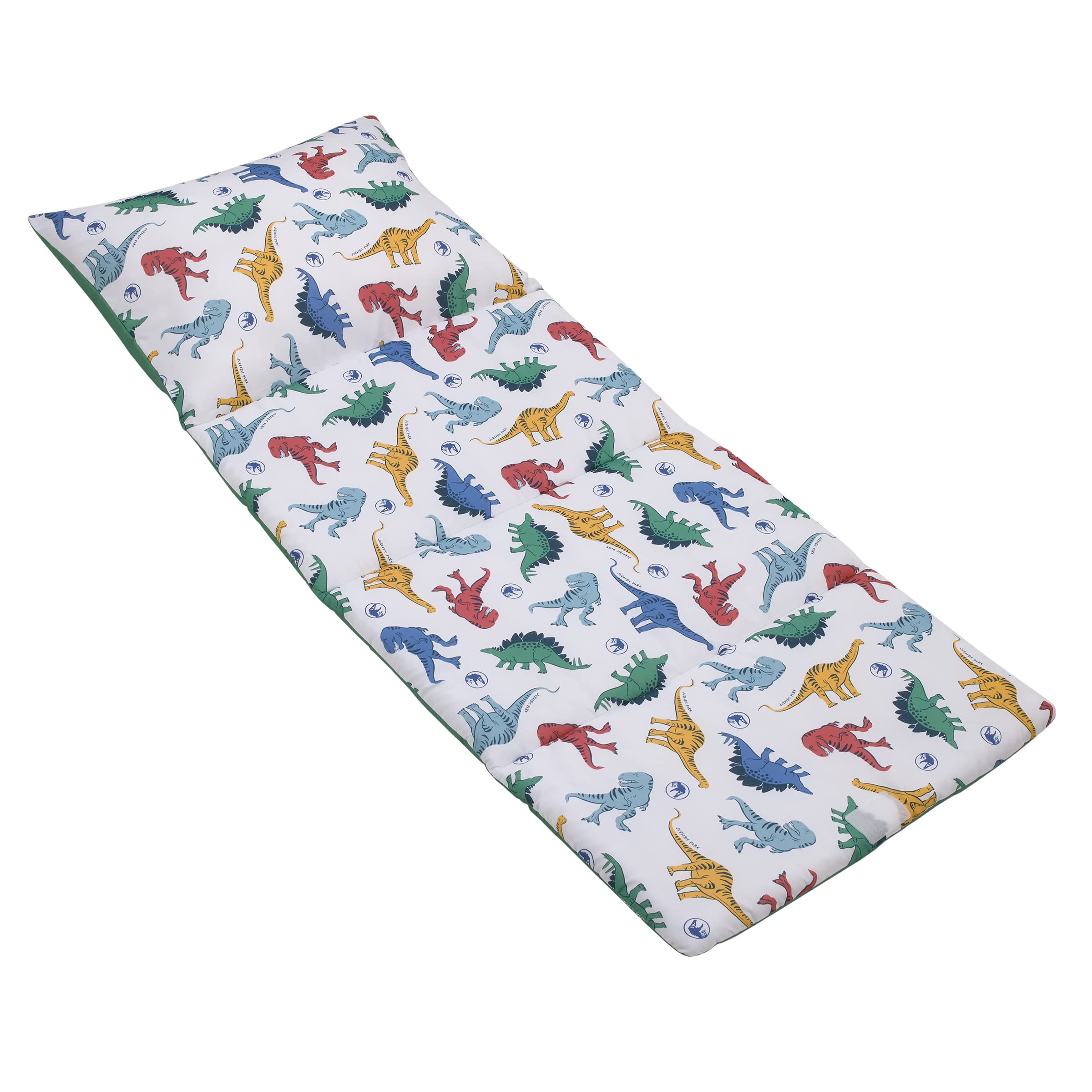 NoJo Jurassic World nap mat folded for easy portability during travel