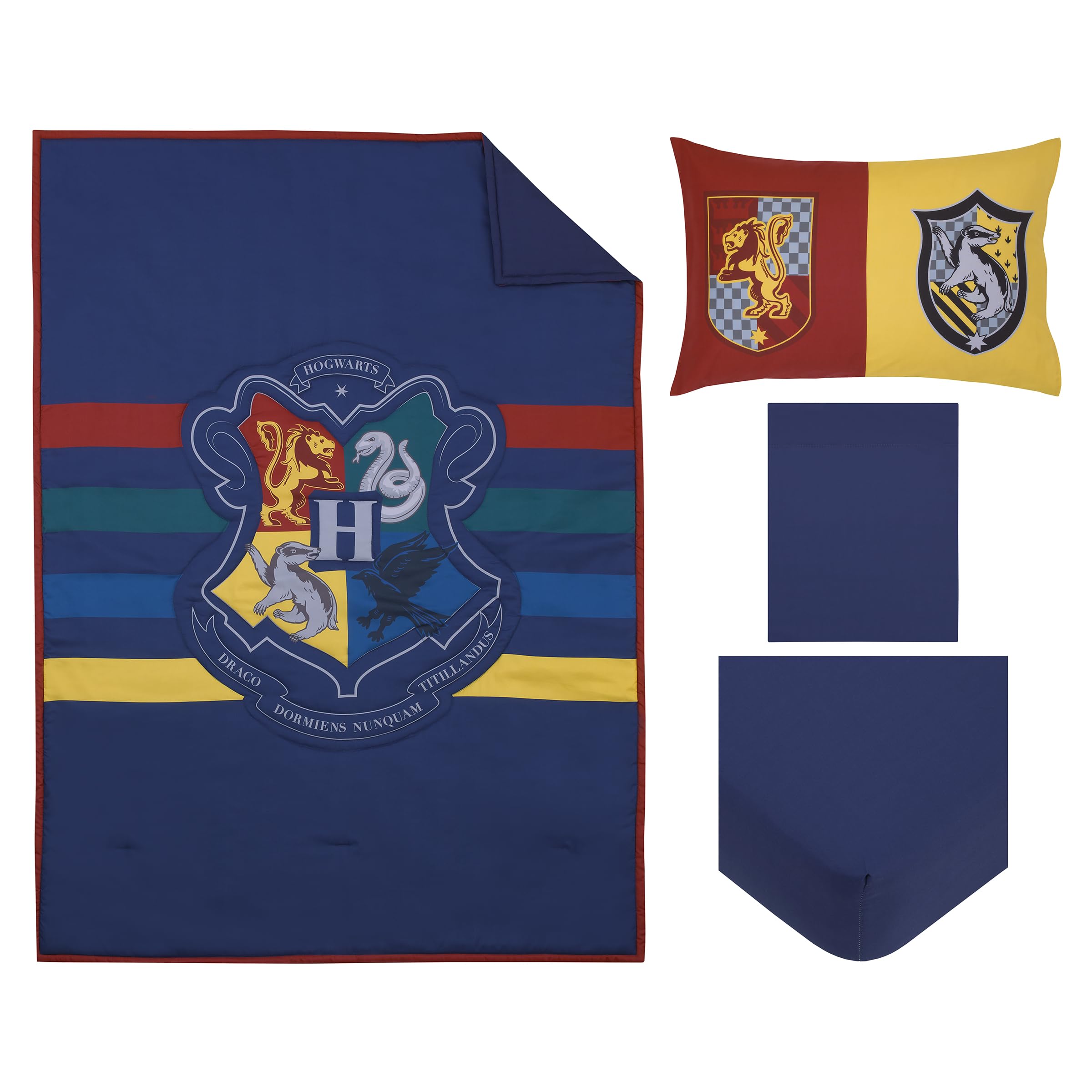 NoJo Hogwarts bed set fits standard crib/toddler mattress for easy setup