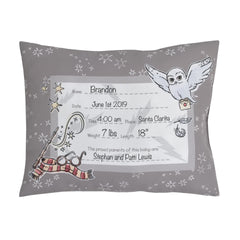 NoJo keepsake pillow Hedwig motif and wand detail for playful Hogwarts vibe.