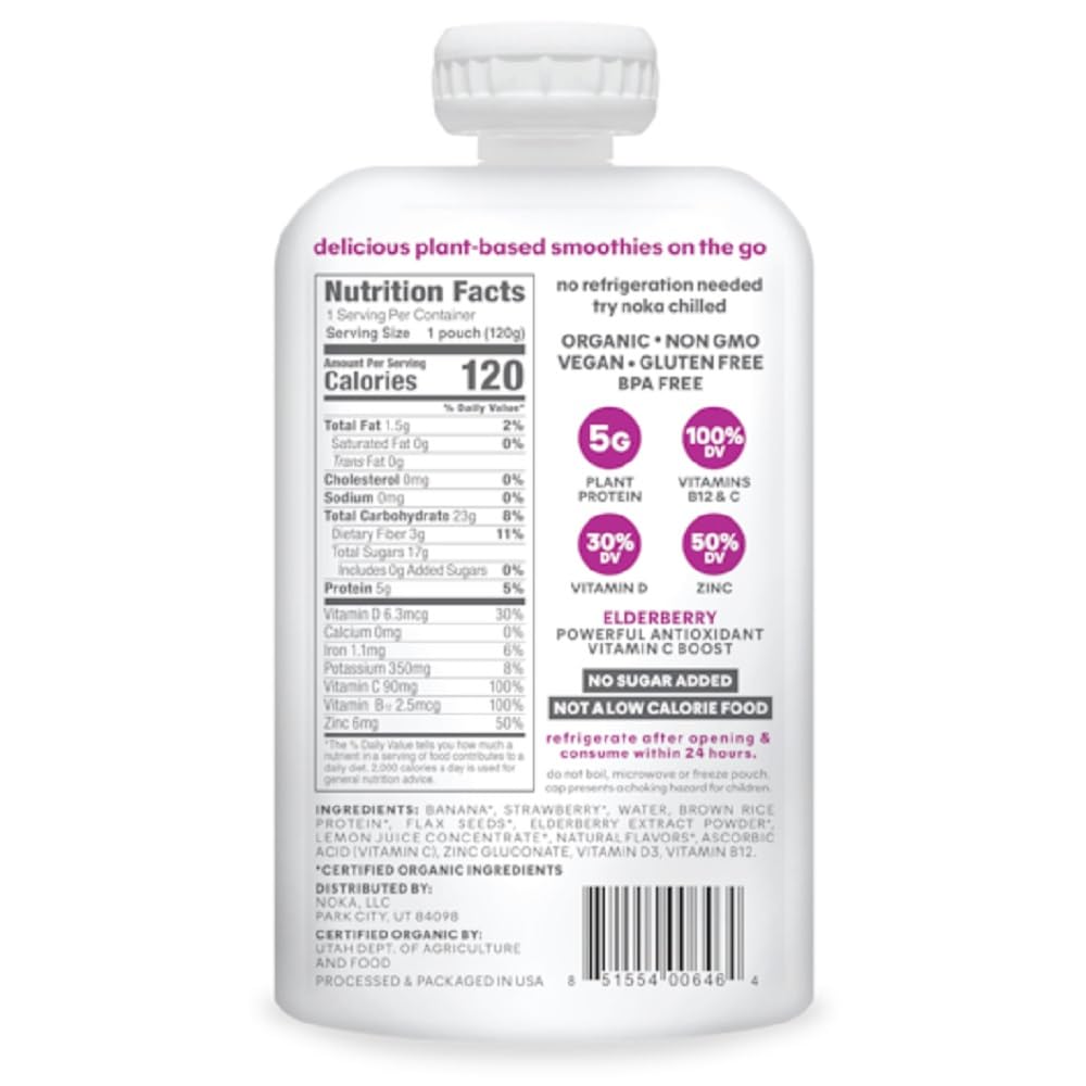 NOKA ingredients feature real strawberries and bananas for vibrant flavor.