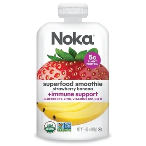 Pouring NOKA smoothie reveals a creamy texture for quick breakfasts.