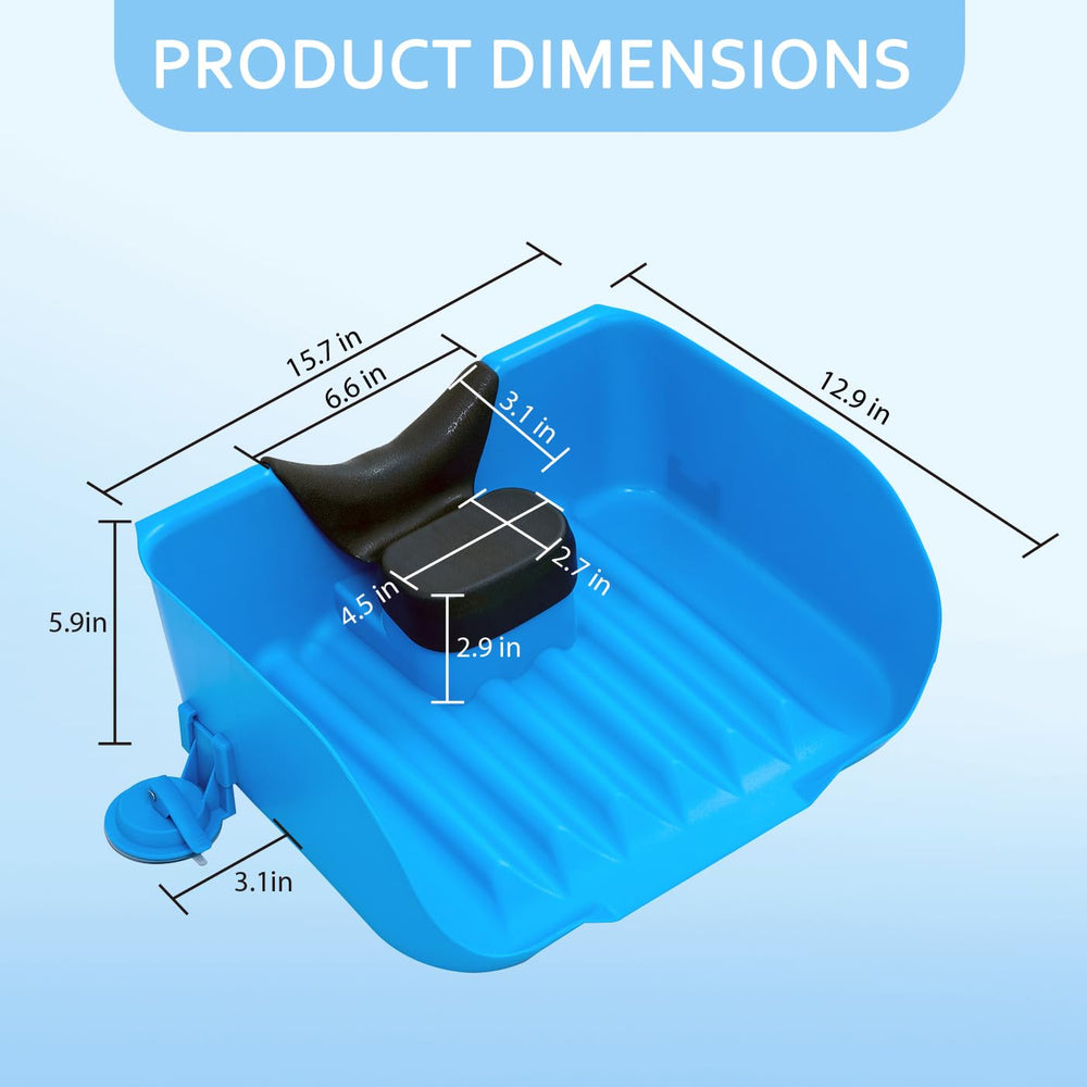 Nolasalon blue portable basin emphasizing stability and suction for safe washes