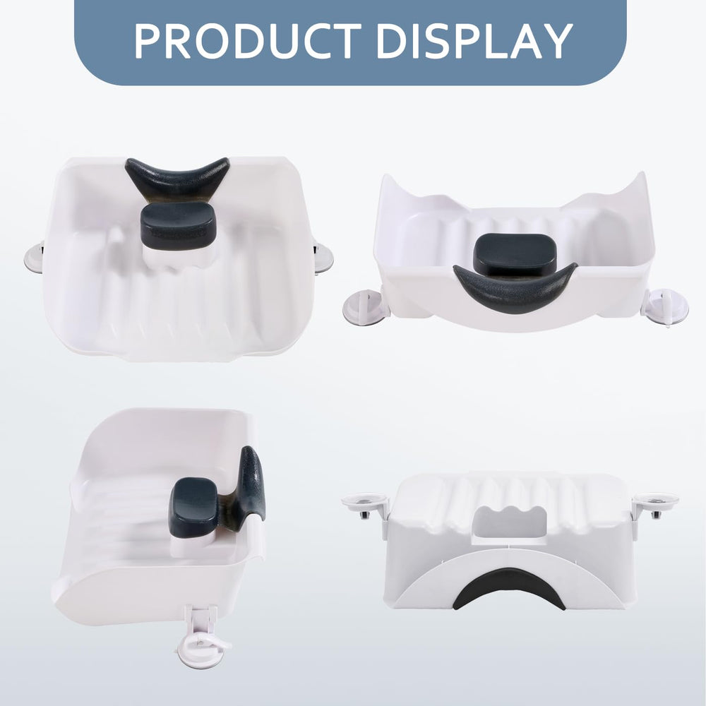 Nolasalon portable shampoo basin neck pads cradling head for comfortable washes.