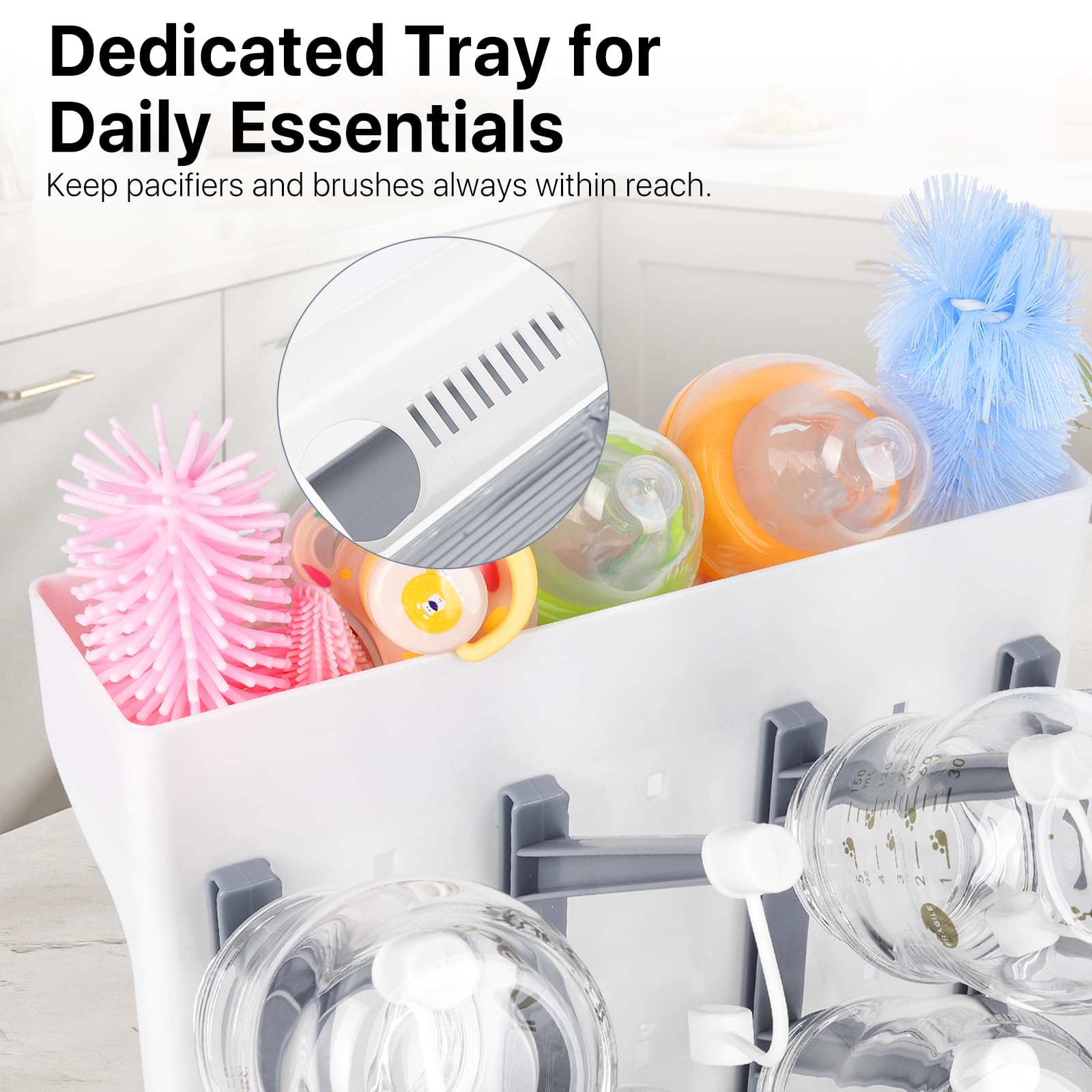 Nollapo Compact Design fits neatly on countertops for space saving drying