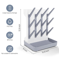 Nollapo Ultimate Baby Bottle Drying Stand shows organized storage for bottles and accessories