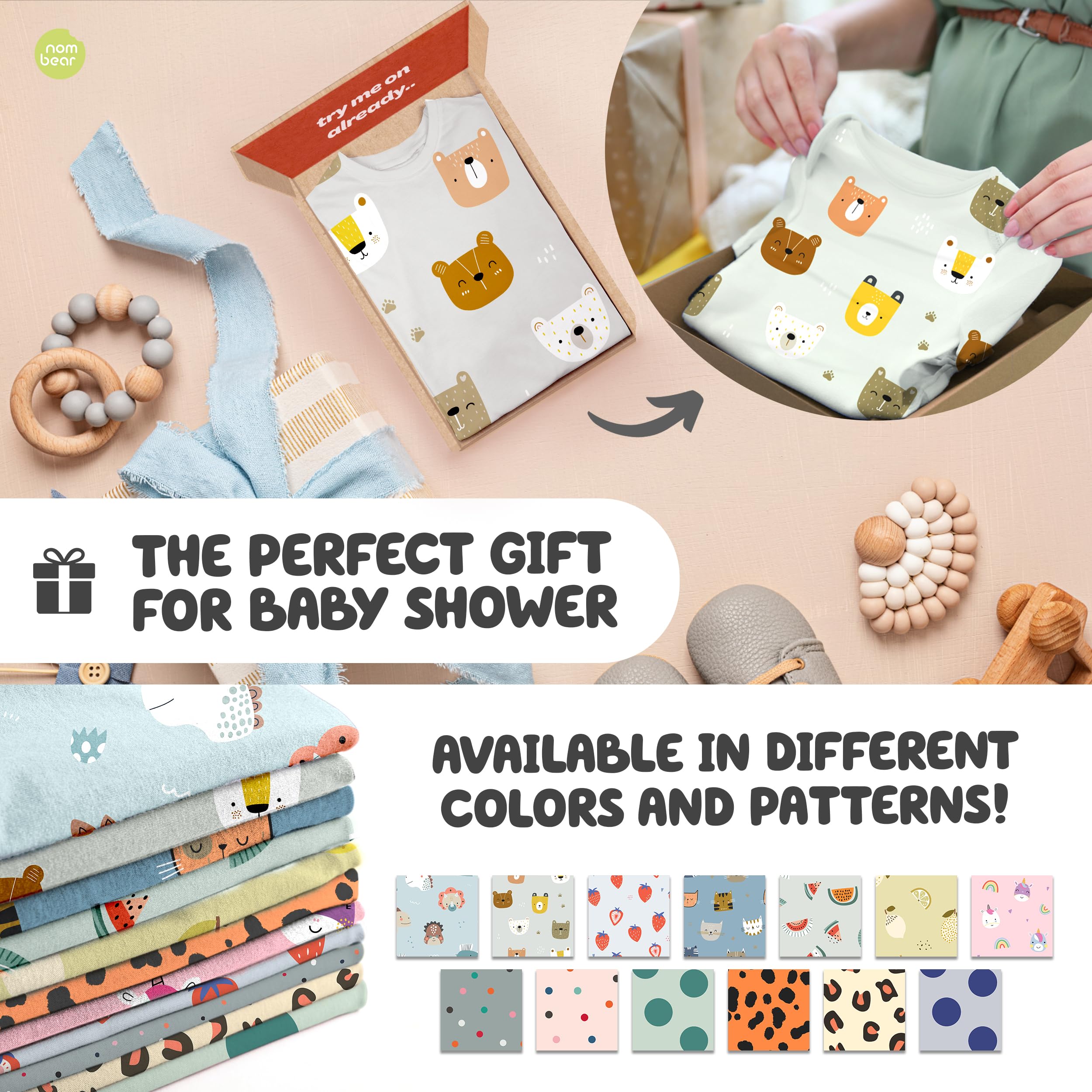 Nombear gift-ready baby bibs in soft-touch fabric for new parents