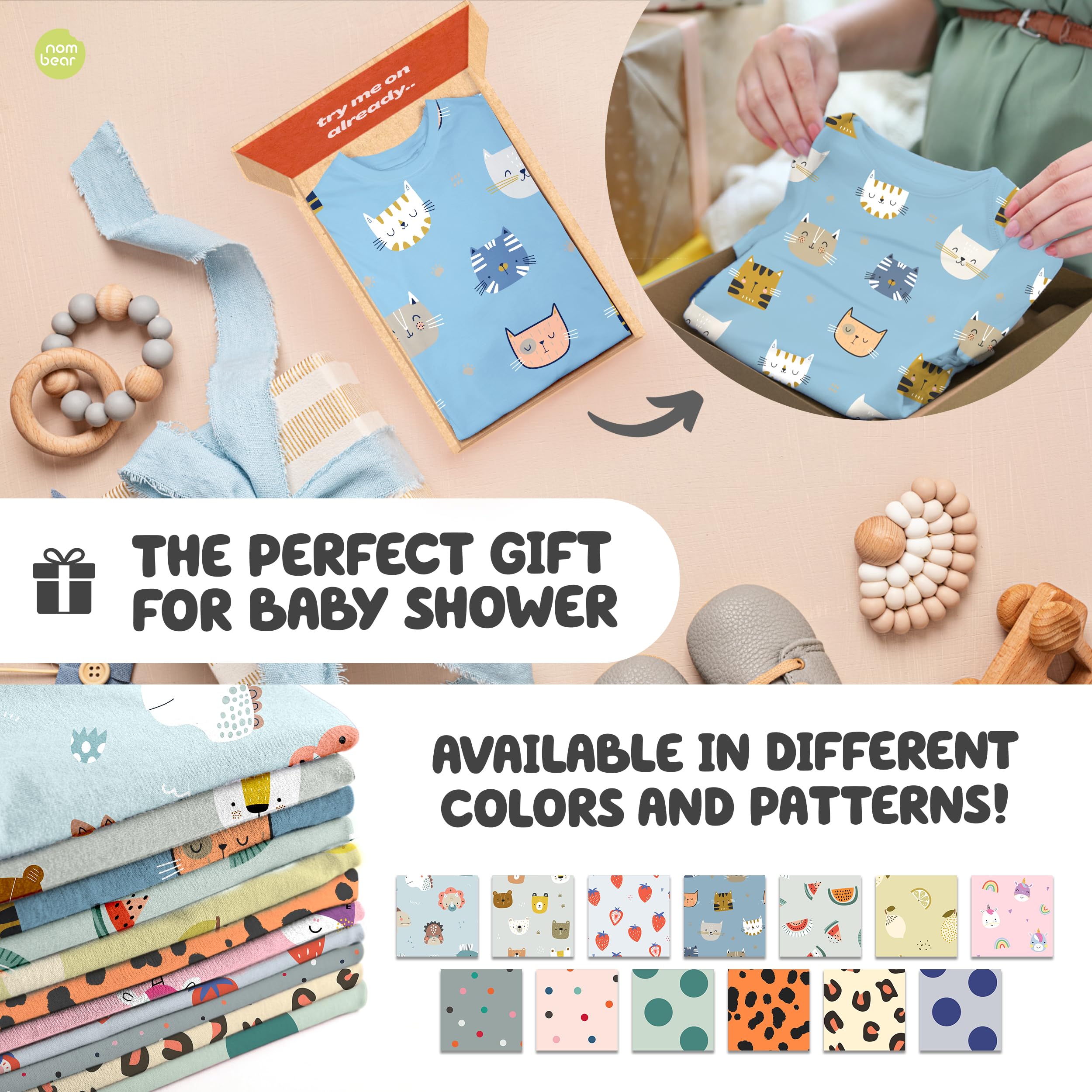 Nombear gift-ready bib pack ideal for baby showers.