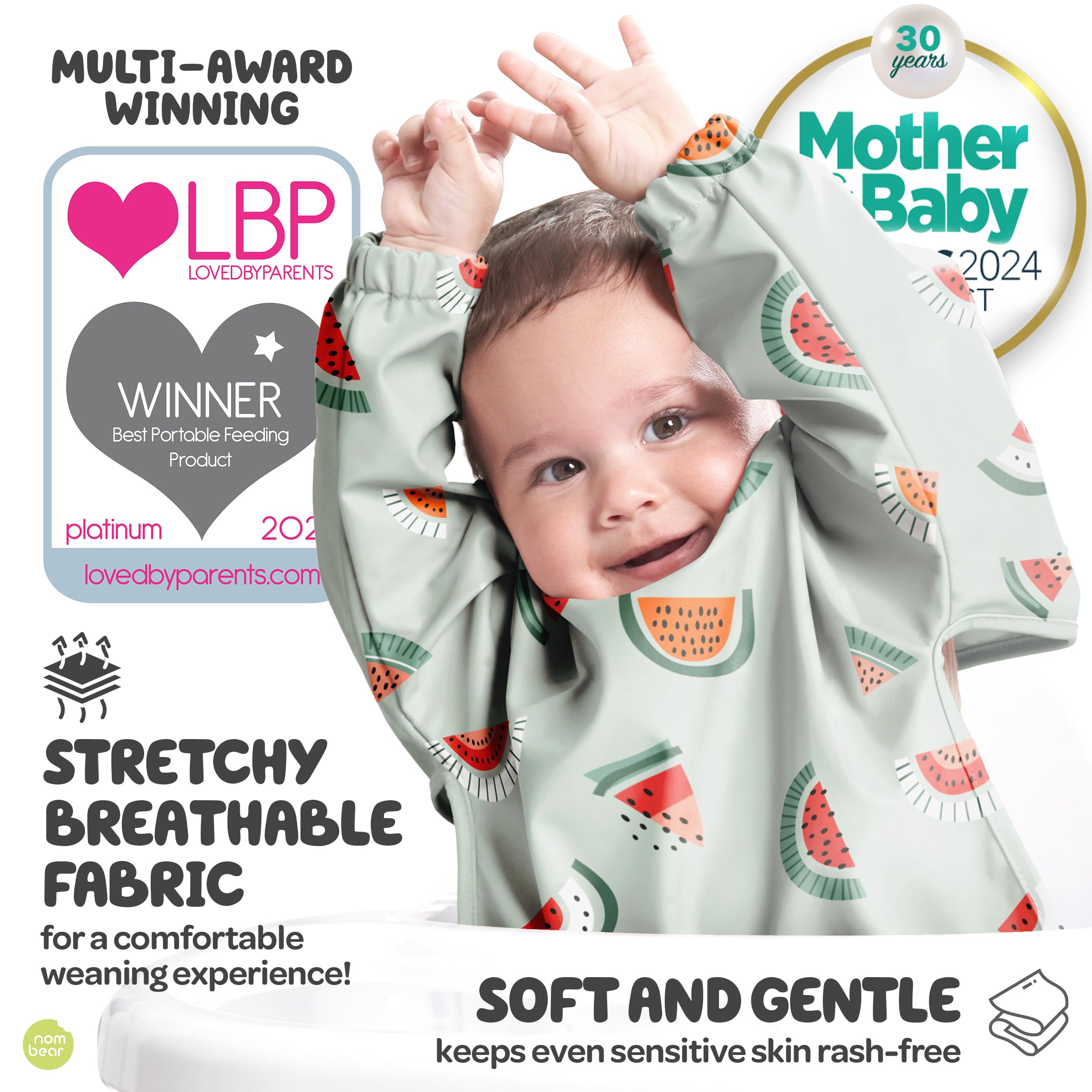 Nombear long sleeve baby bib painting keeps clothes clean during art time.