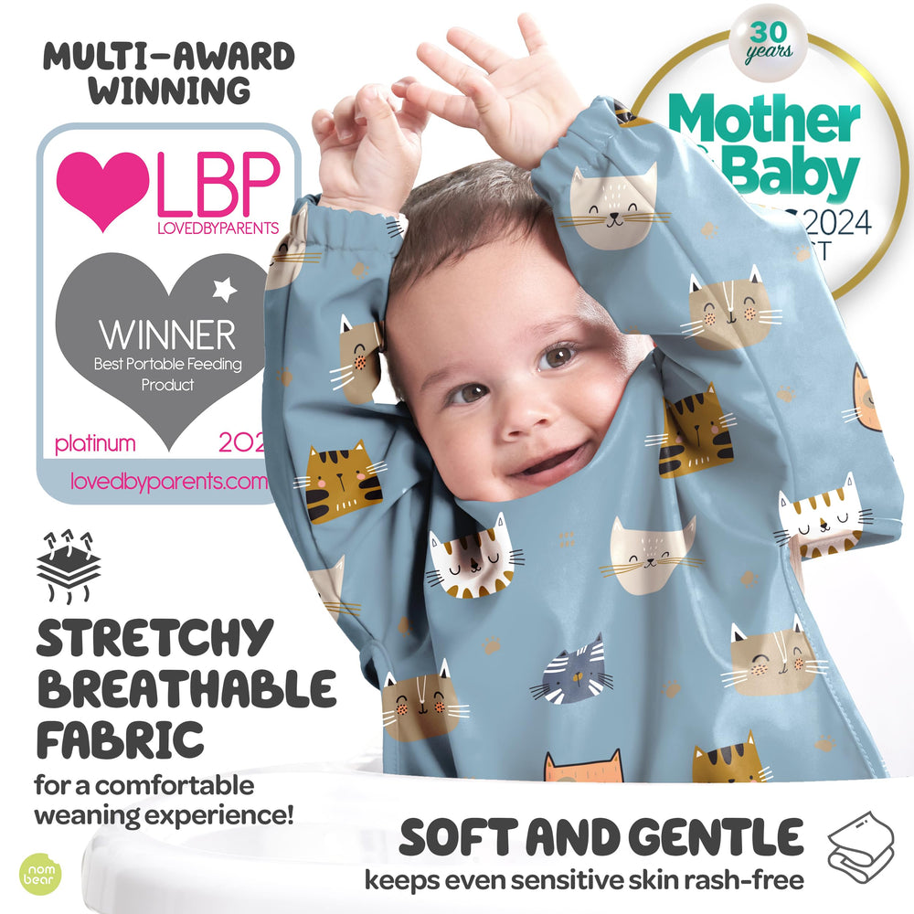 Nombear long-sleeve bib with elastic cuffs for comfy fit.