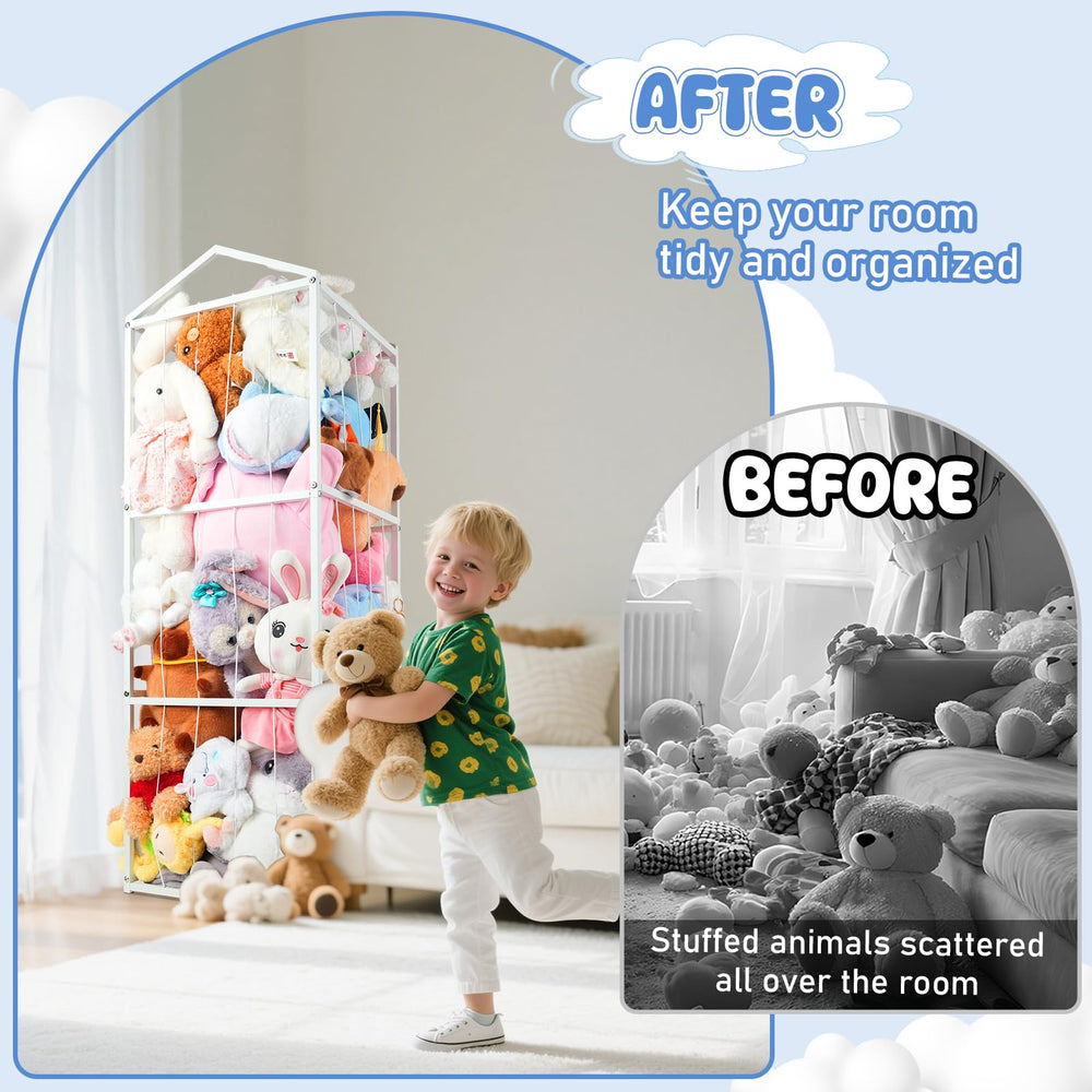 NomNest stuffed animal storage easy-assembly highlights tool-free setup for busy families.