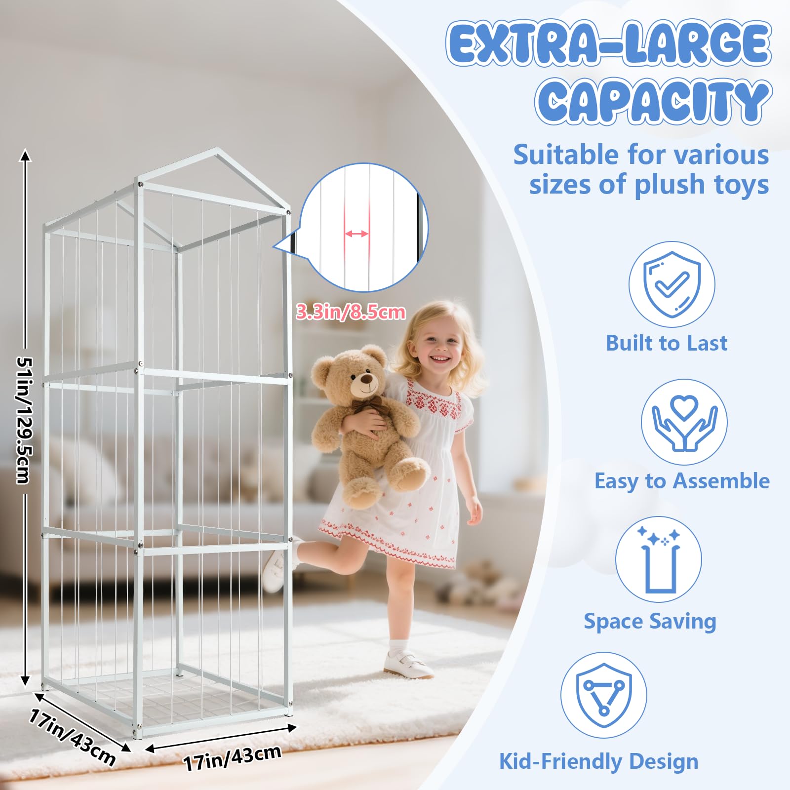 NomNest stuffed animal storage metal-frame offers durable, kid-friendly organization.