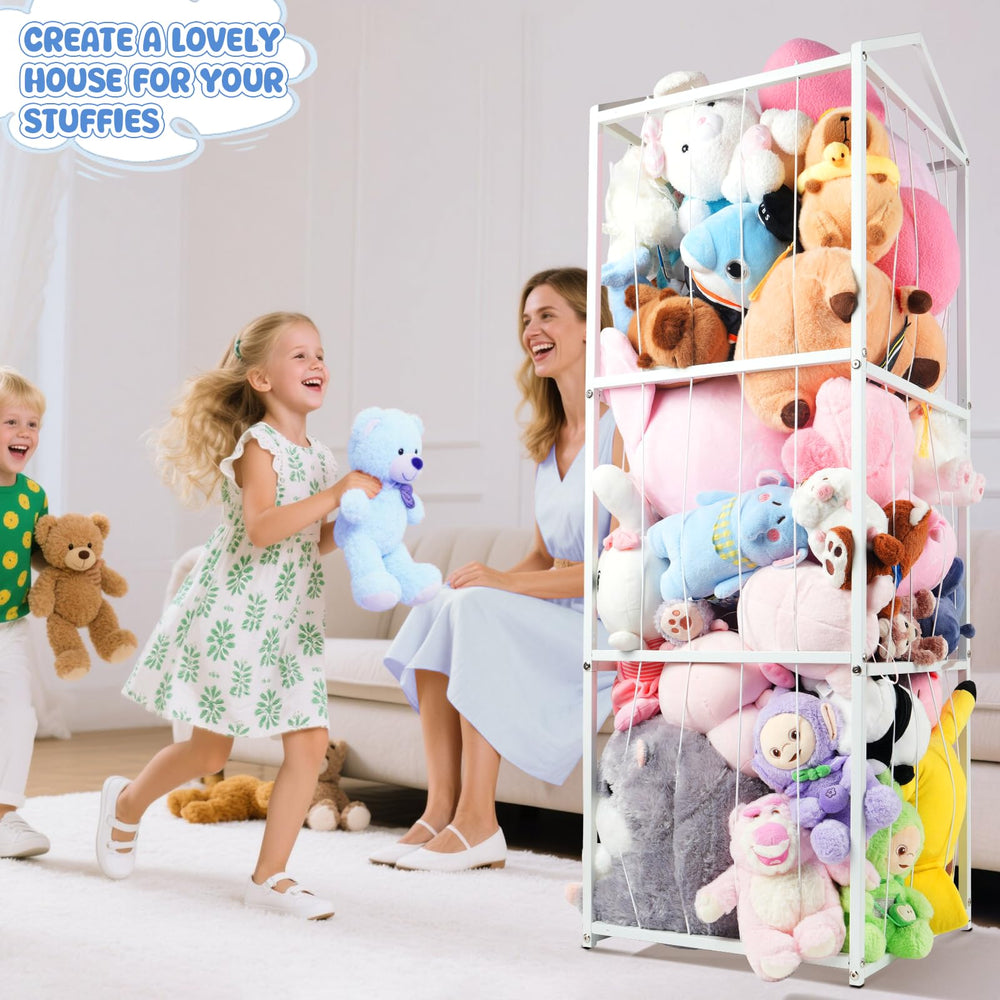NomNest stuffed animal storage multi-room-use lets you move between bedrooms and playrooms.