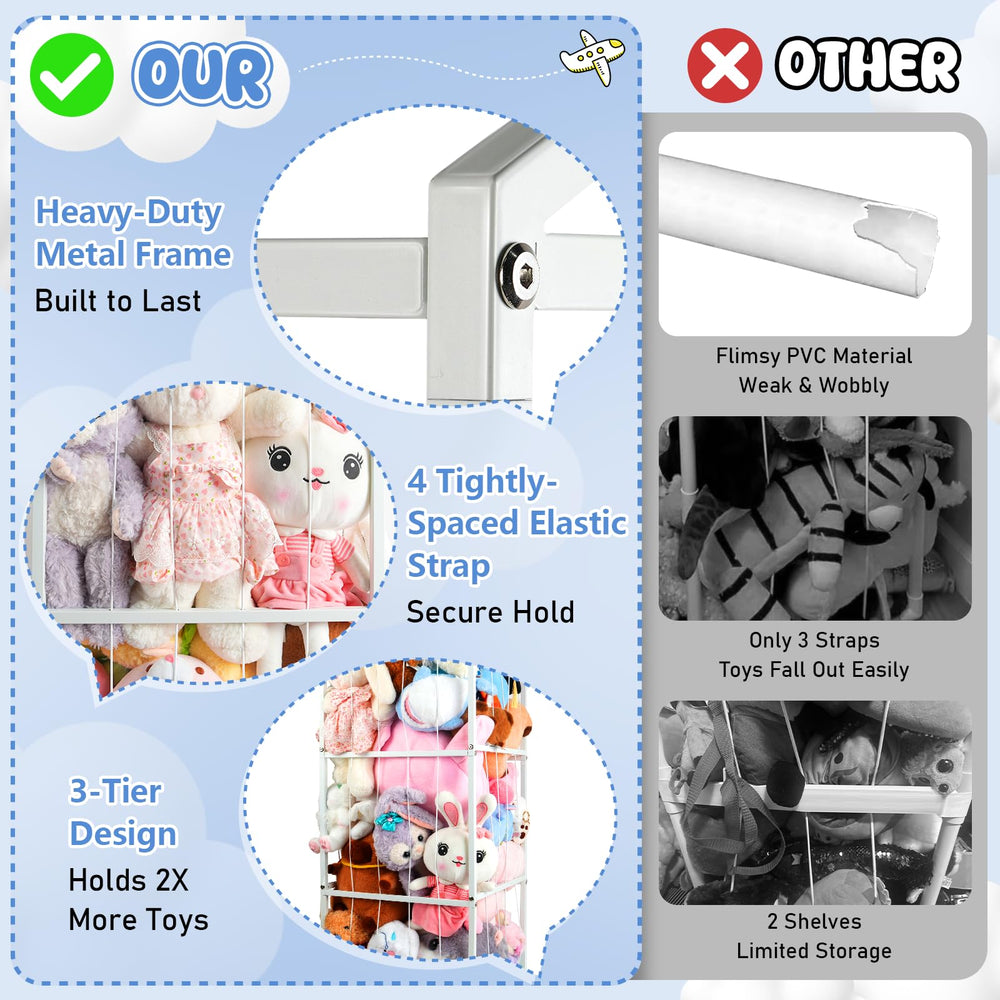 NomNest stuffed animal storage open-net-design provides quick visibility and easy access.