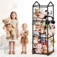 NomNest stuffed animal storage zoo assembly highlights a sturdy metal frame for quick setup.