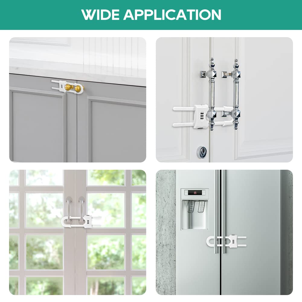 The 4-pack u-shaped sliding cabinet locks use non-toxic ABS with smooth edges for toddlers.