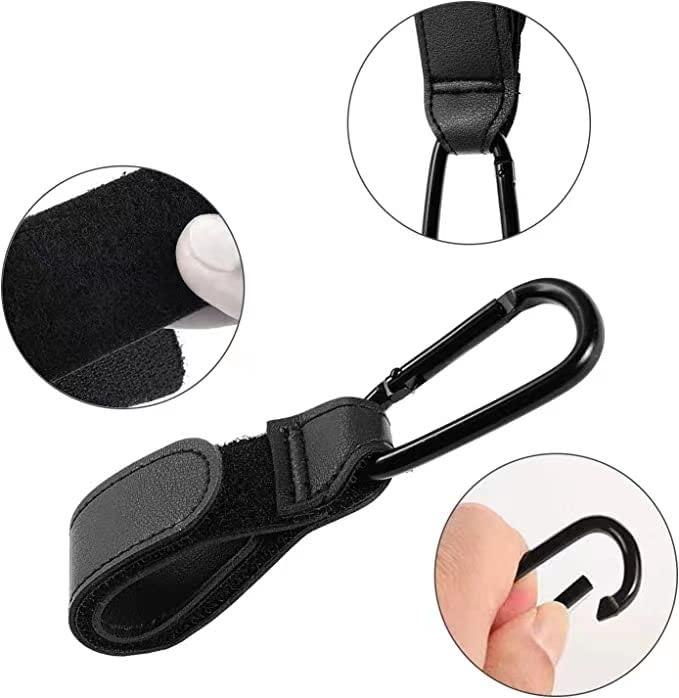 Noneea stroller-hook close-up highlighting 40 lb capacity for secure carry.