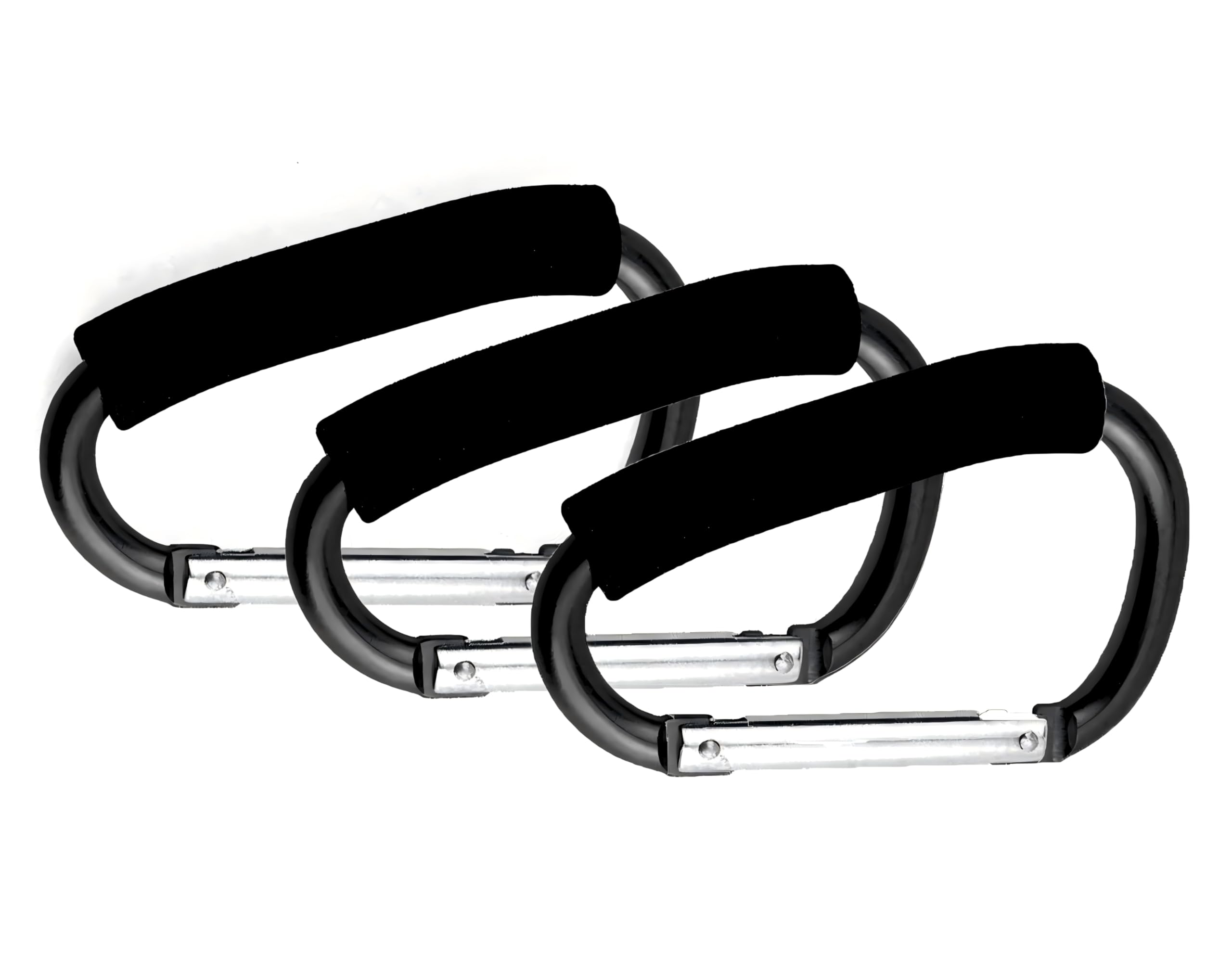 Noneea stroller hooks 3pack displayed with ample space for bags and essentials.