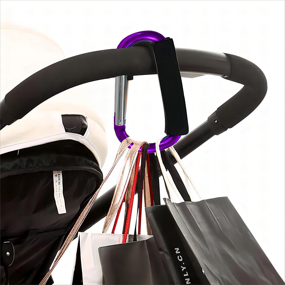 Noneea easy-attach clip demonstrates one-handed operation for busy parents.
