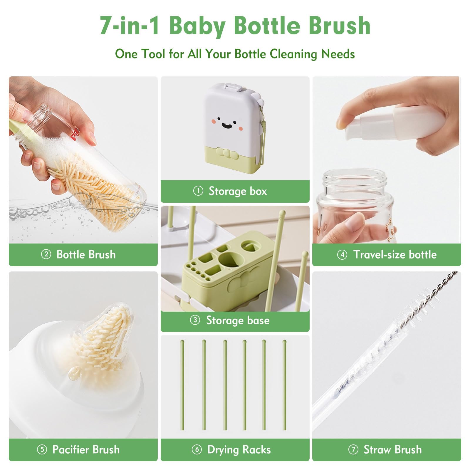 NONENDU travel-friendly bottle brush set packed in compact case