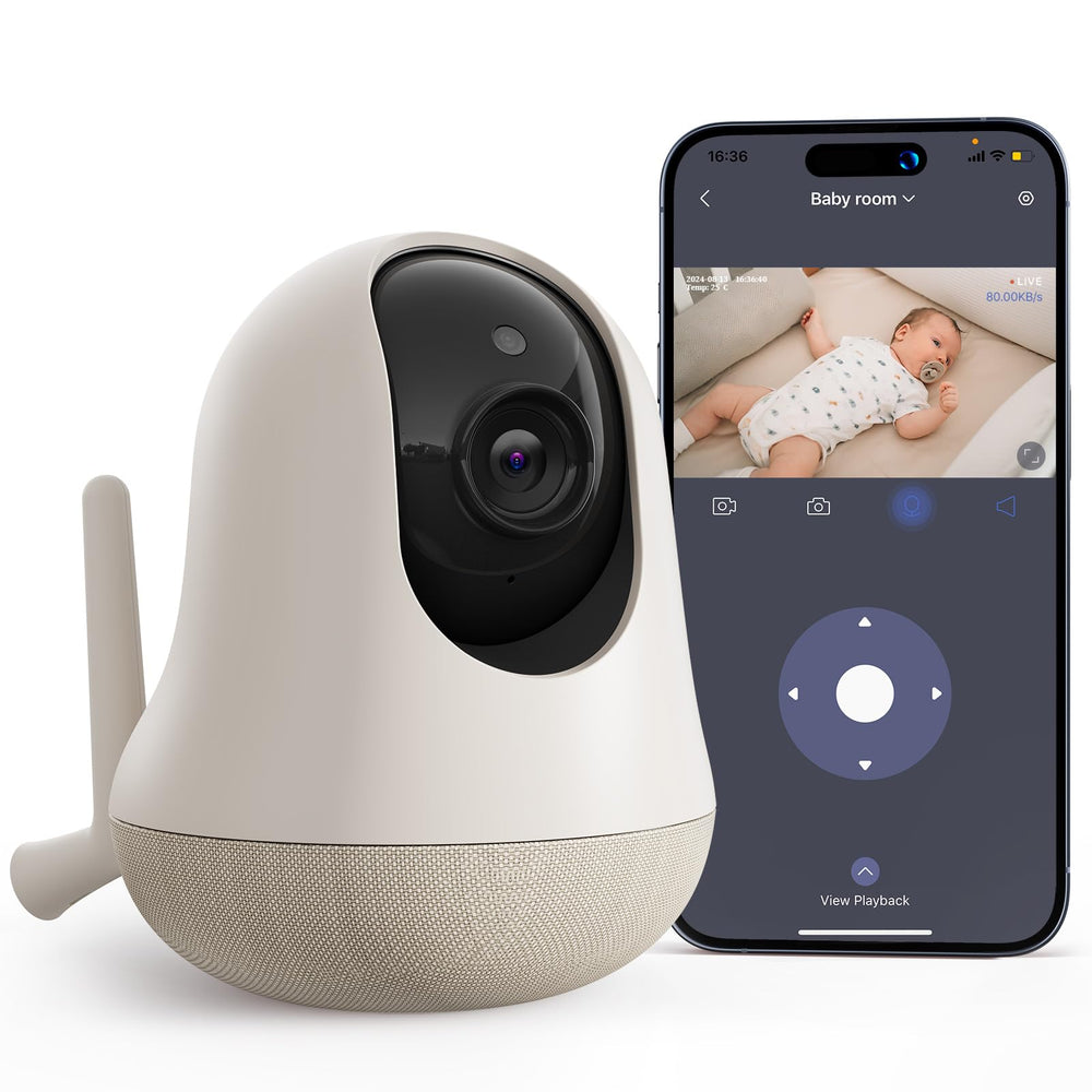 Nooie 2K Smart WiFi Baby Monitor camera view for crisp remote viewing
