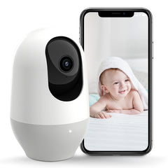 Nooie baby monitor front view for quick, clear room checks.