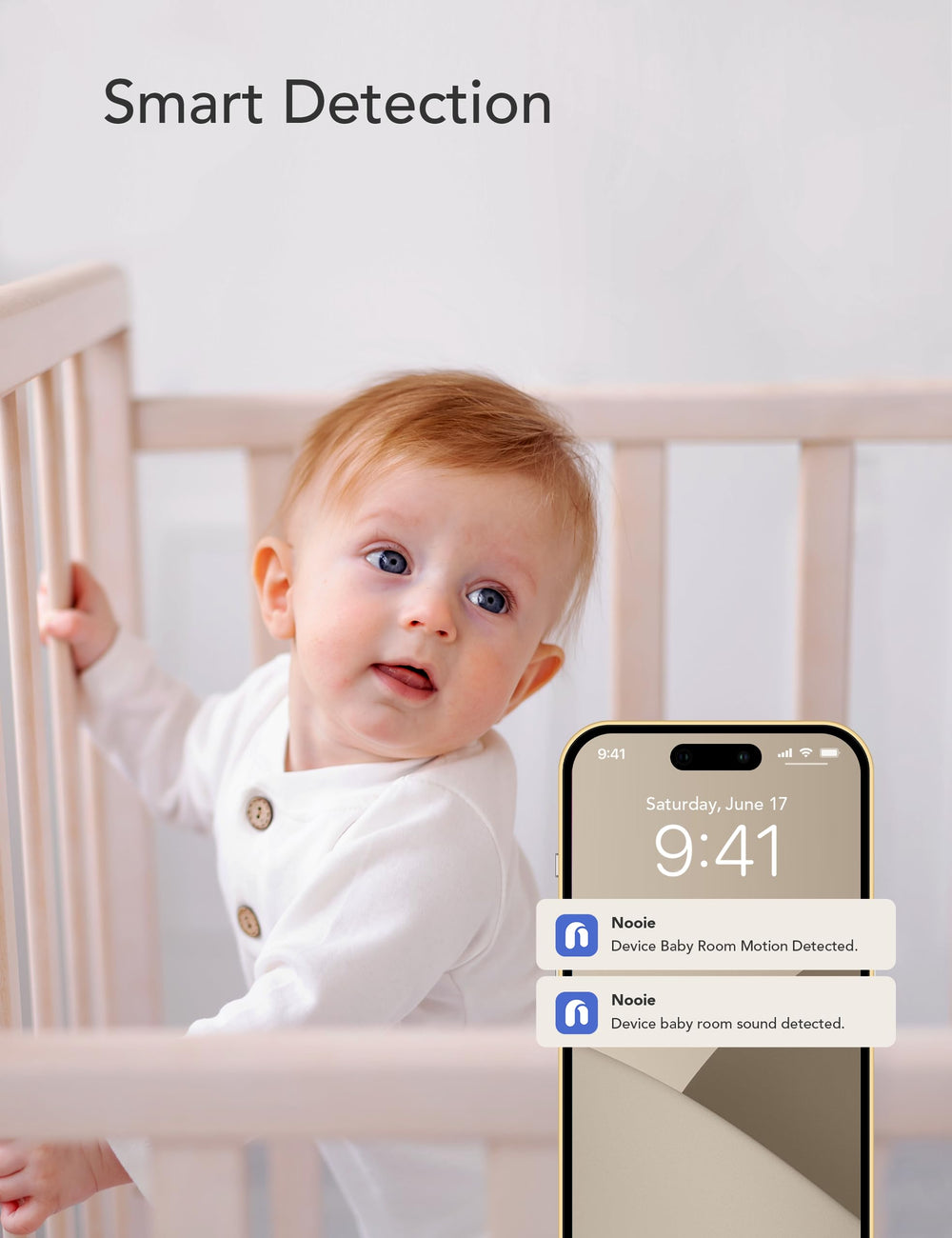 Nooie micro SD storage supports 4–128 GB local recording.