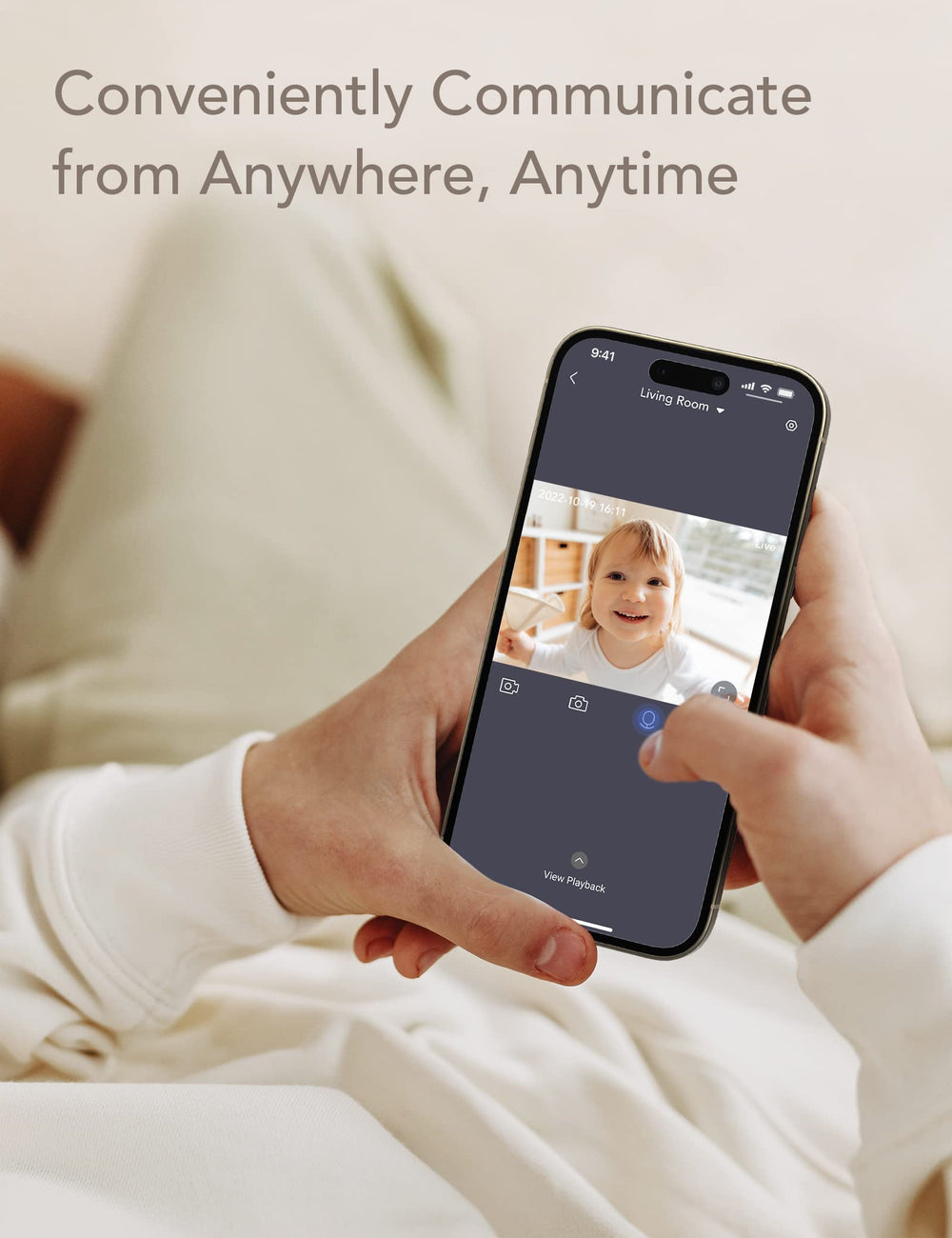 Nooie baby monitor two-way audio for soothing conversations from anywhere