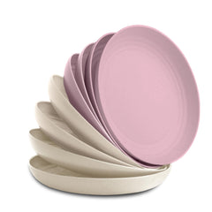 Nook Theory 8-pack plates in Petal 9 colors offer durable family dining