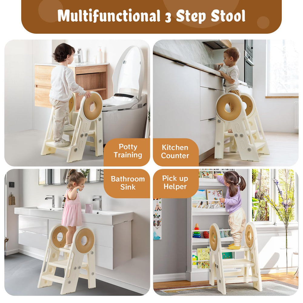 Noonkty foldable stool kitchen-bathroom cream suits multi-purpose room use.