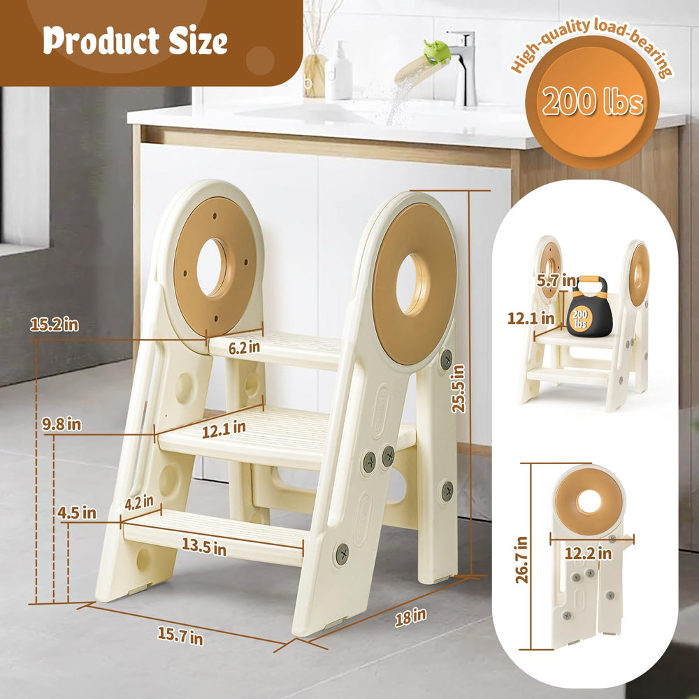 Noonkty foldable stool toilet-potty cream aids independent bathroom routines.