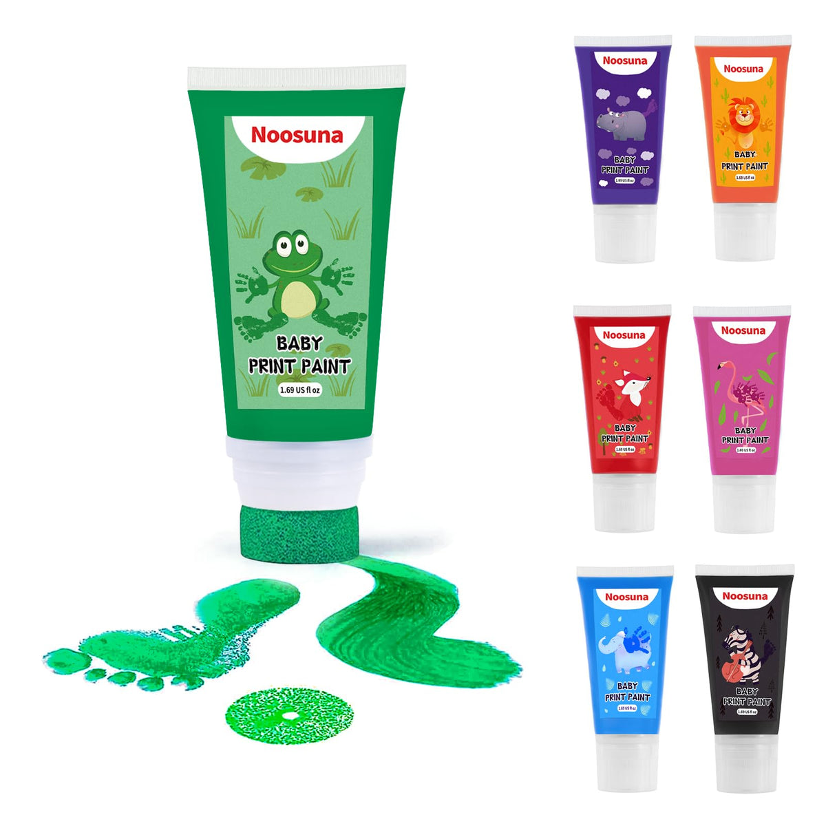 Noosuna baby hand-footprint kit sponge head demonstrates a clean, smudge-free stamp for newborn memories.