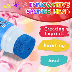 The built-in sponge applicators deliver crisp prints in seconds with easy cleanup