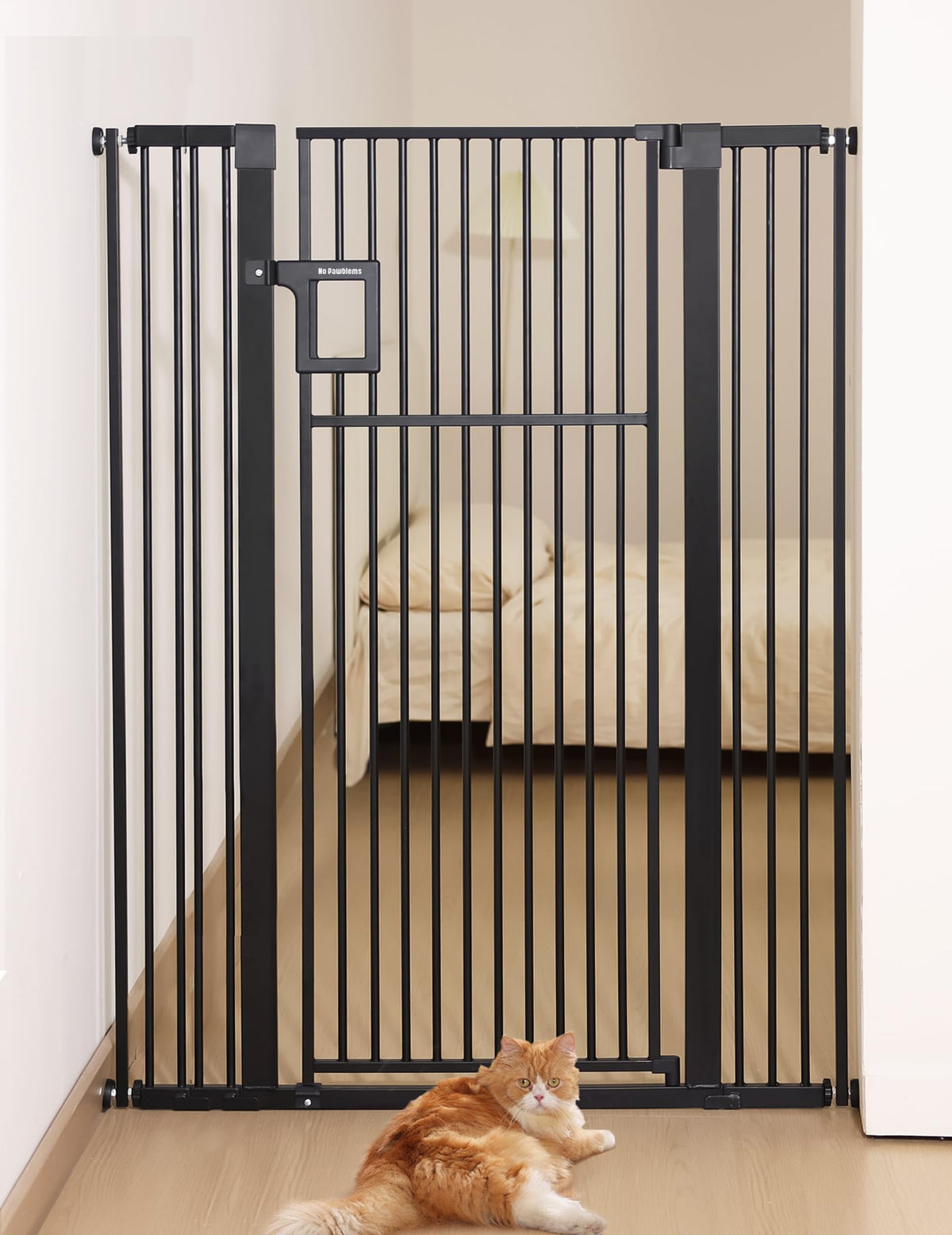 No Pawblems 55-inch gate front view for stair safety and room separation.