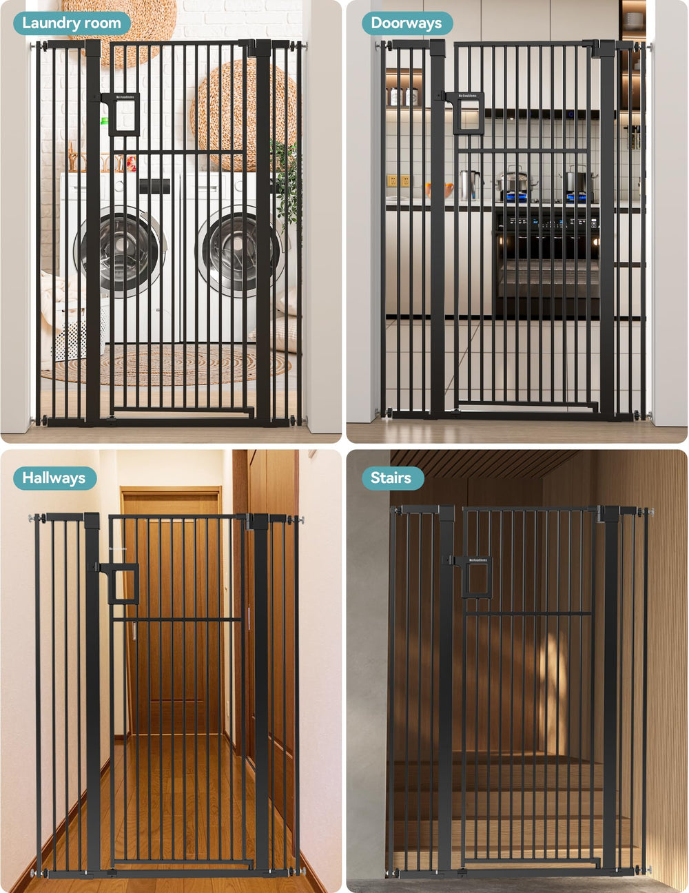 No Pawblems black gate adds unobtrusive look while keeping pets secure.
