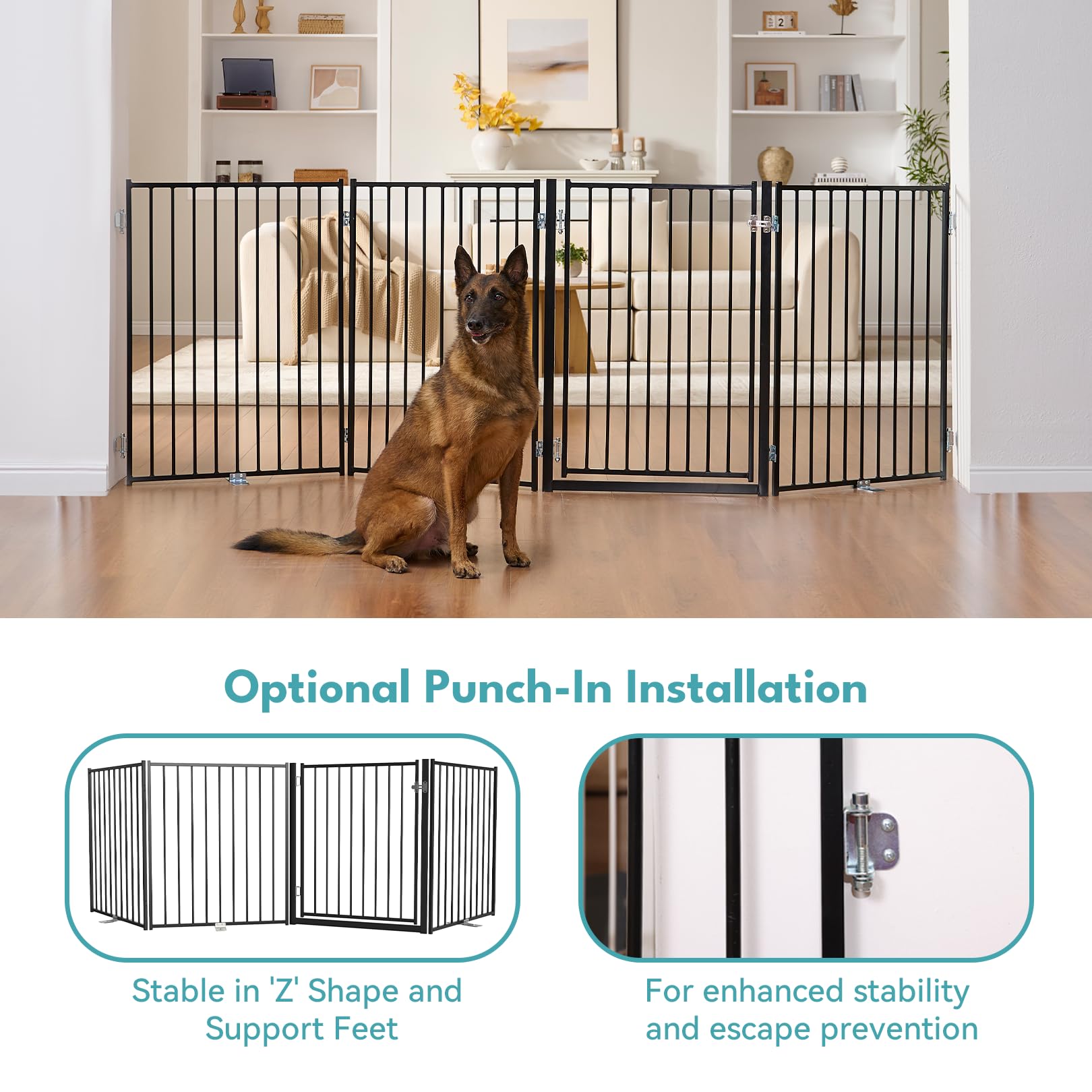No Pawblems gate with door provides easy walk-through access.