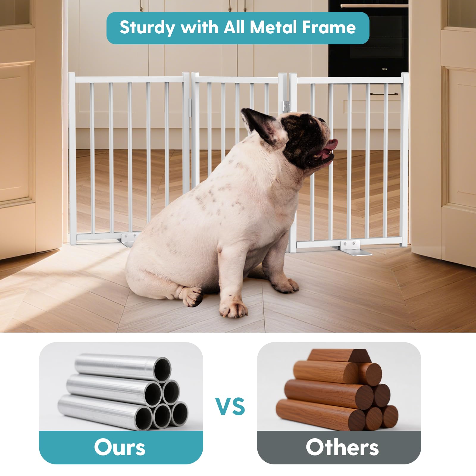 No Pawblems dog gate width adjustable from 12 to 36 inches for stairs and doorways